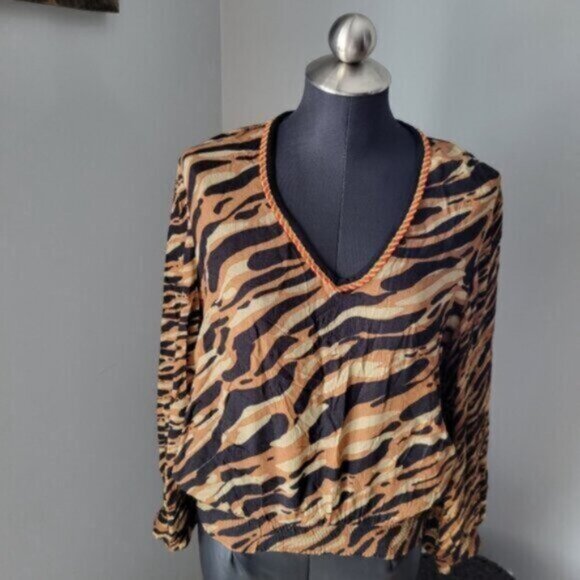 Anthropologie Stripe Puff Sleeve Blouse Sz Small - Picture 8 of 15